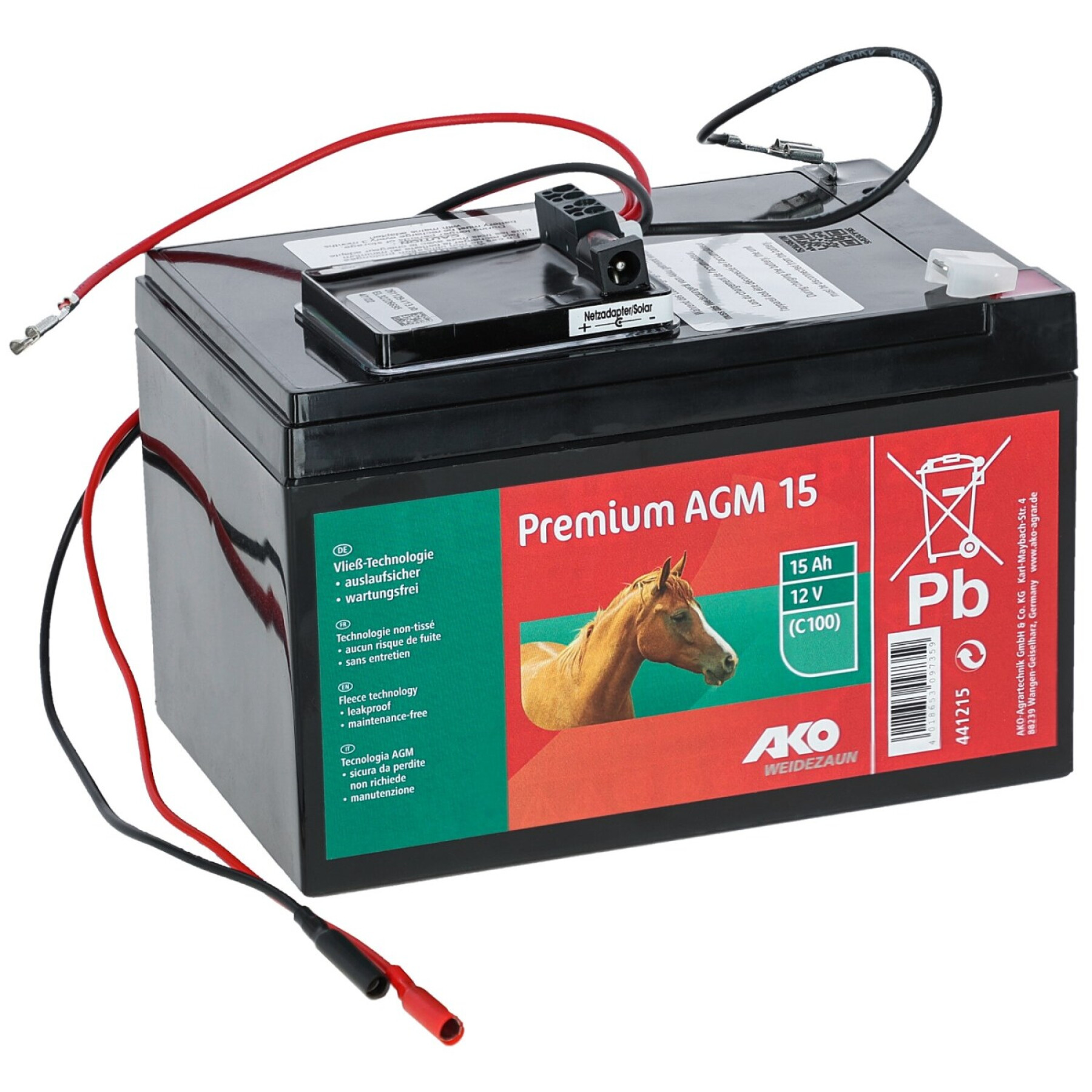 Kit de batterie complet avec adaptateur secteur Ako Premium AGM - Chauffe  dos et massages - Couvertures - Cheval au repos