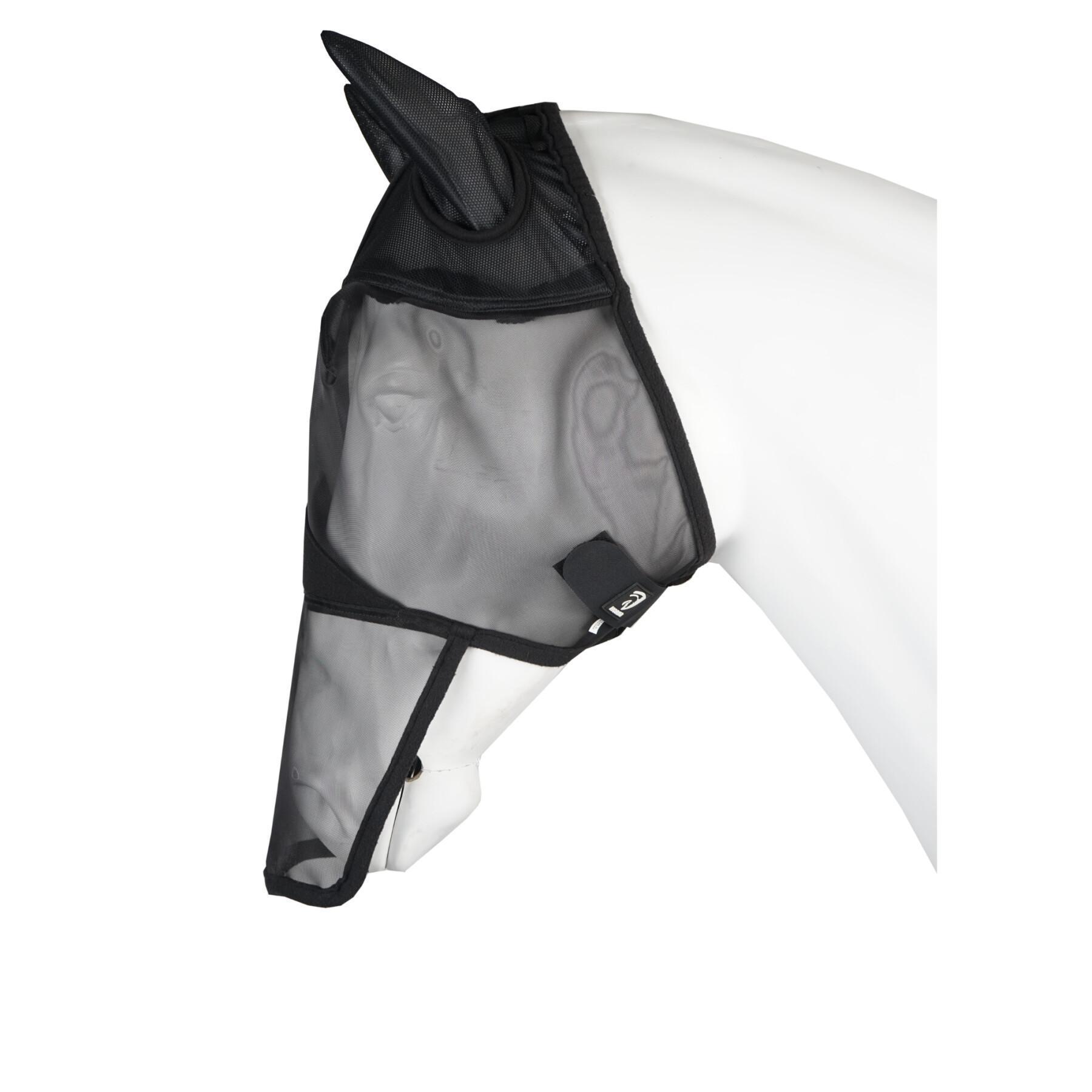Masque anti-mouches pour cheval avec protection UV oreilles et nez Horka