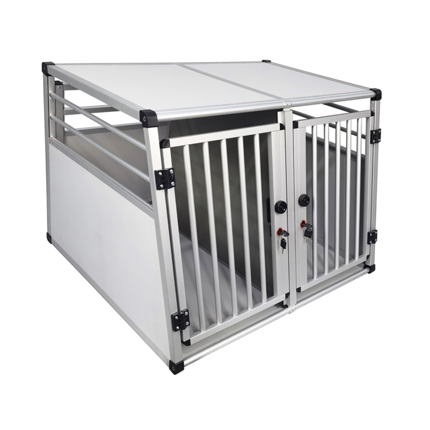 Cage de transport double en Aluminium pour deux chiens. Caisses de