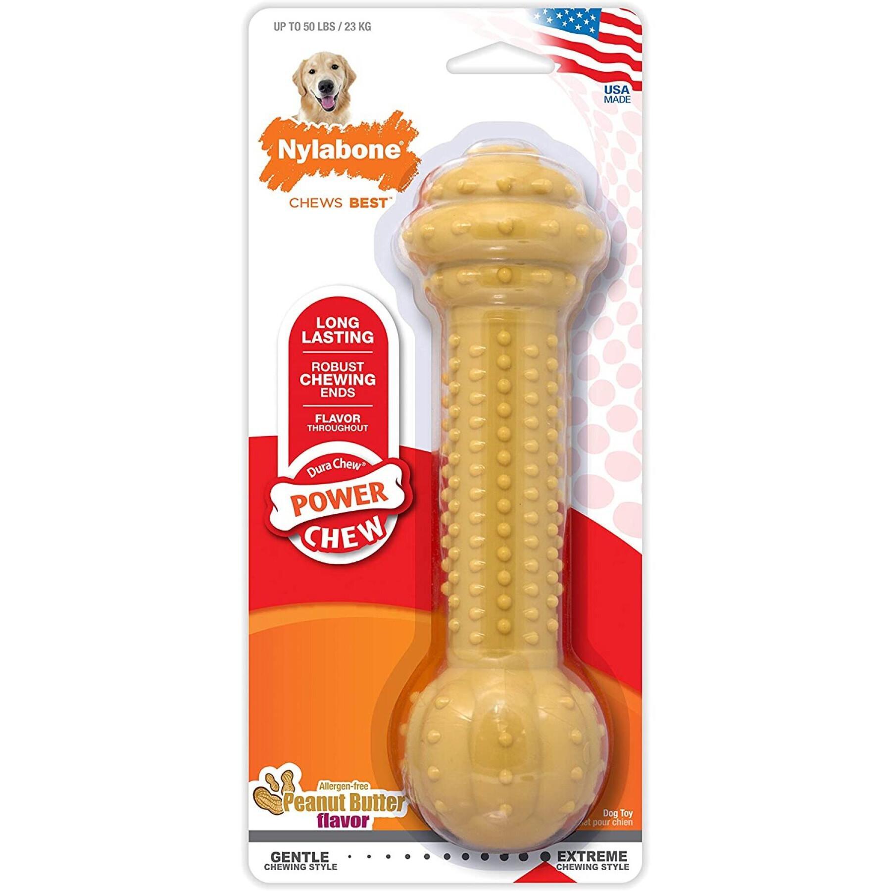 Jouet pour chien Nylabone Extreme Chew - Barbell Peanut Butter L/XL