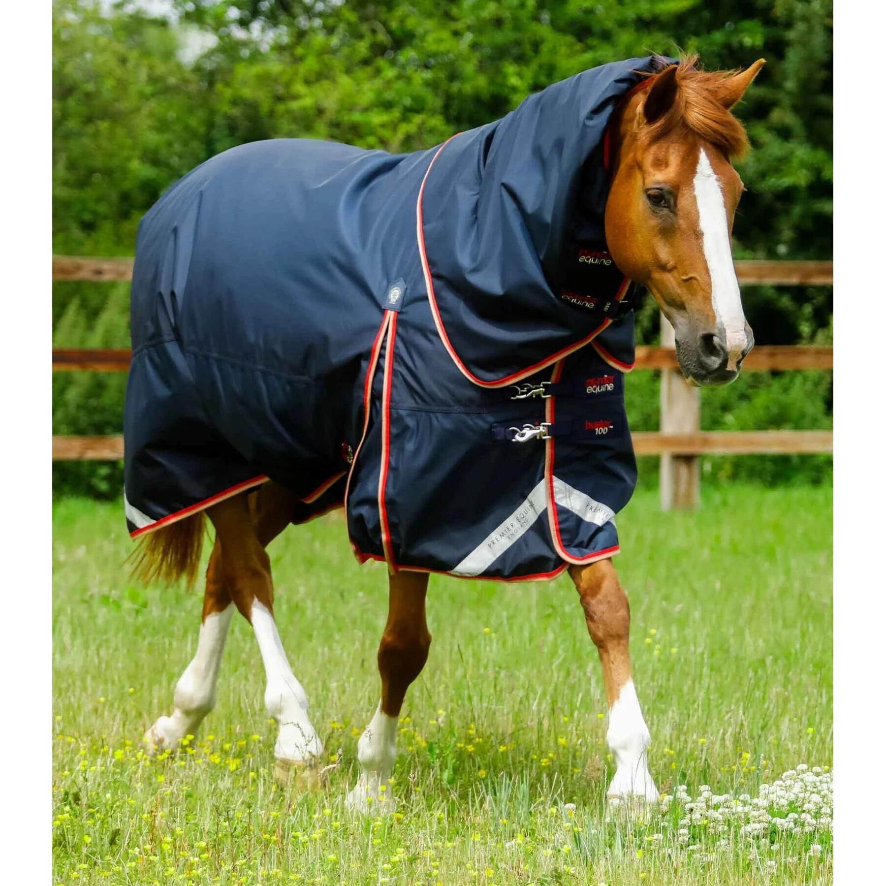 Couverture d'extérieur imperméable pour cheval avec couvre-cou Premier Equine Buster 100 g