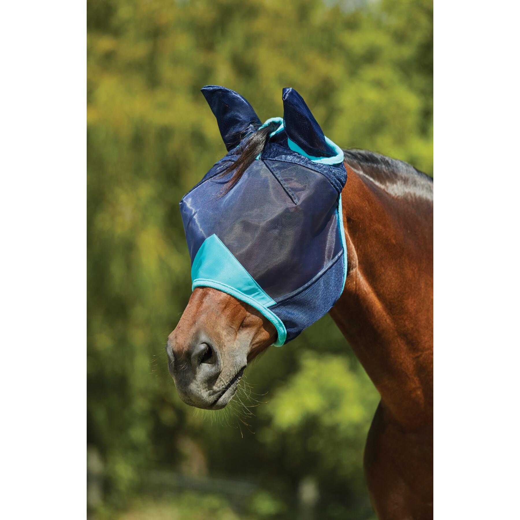 Masque anti-mouches pour cheval Weatherbeeta en maille fine avec une couverture oreilles Comfitec Deluxe